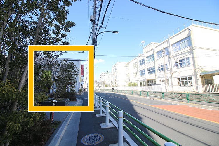 「足立区立渕江小学校」の向かいに当院があります。